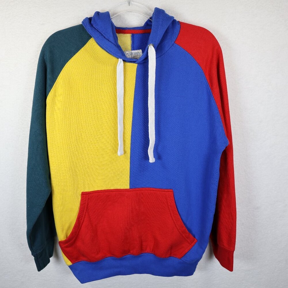 Black‎ Jack Vintage 90s Y2K Hoodie Sz M Pullover Sweatshirt Color Block NWOT